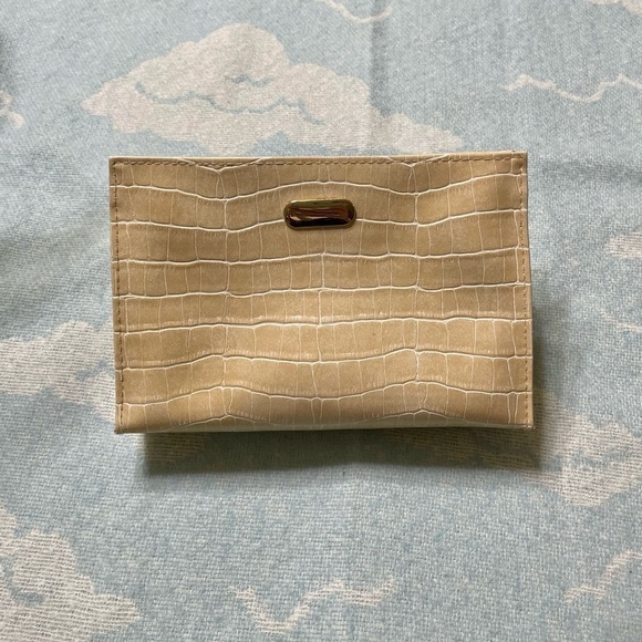 Vegan Faux Leather Makeup Cosmetic Bag Tan - Picture 4 of 9